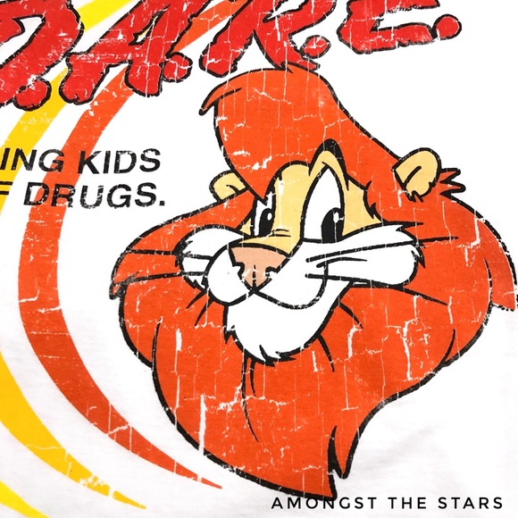 D.A.R.E. Tiger Vintage Print White T-Shirt Tee - Picture 6 of 9